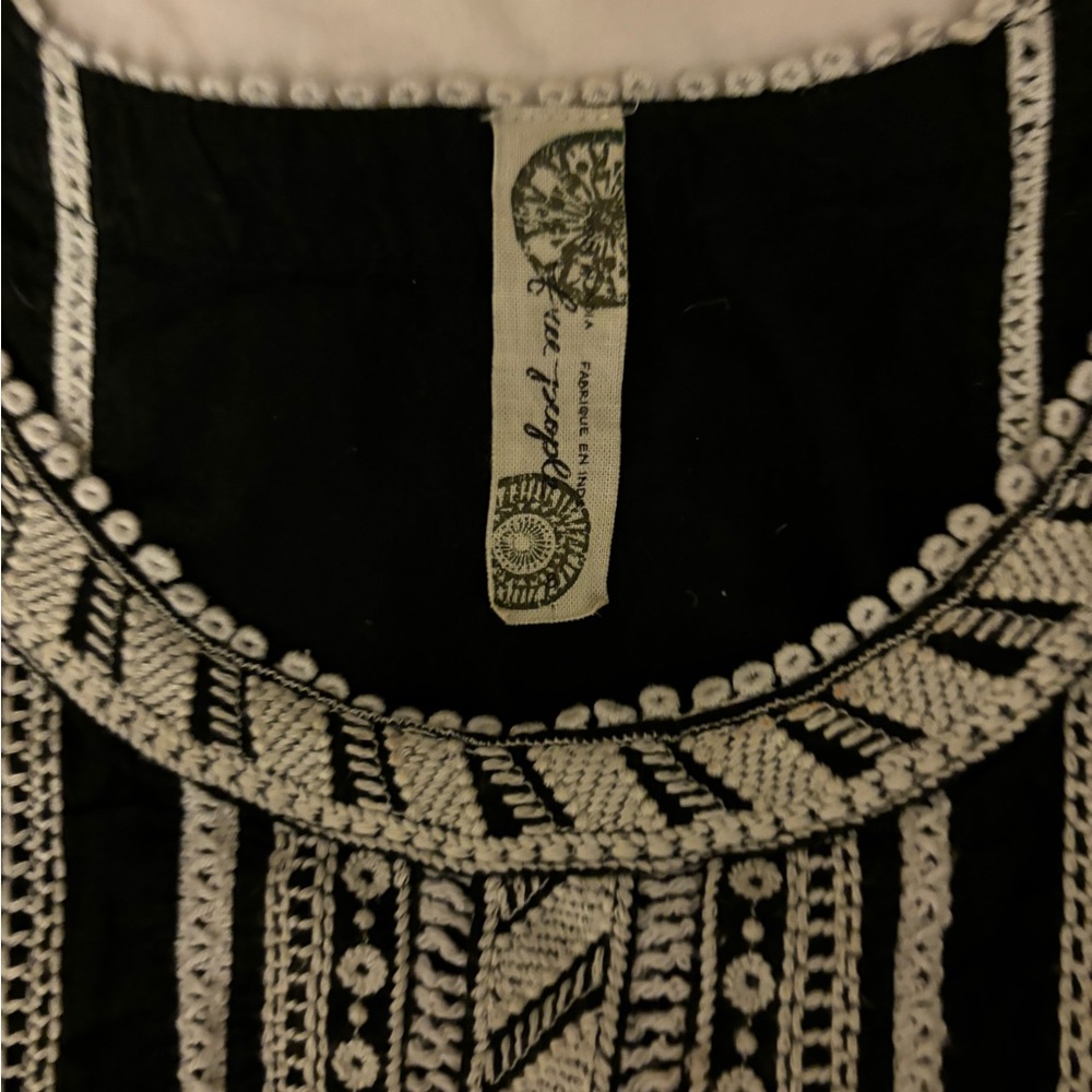 Black and White Embroidered Top